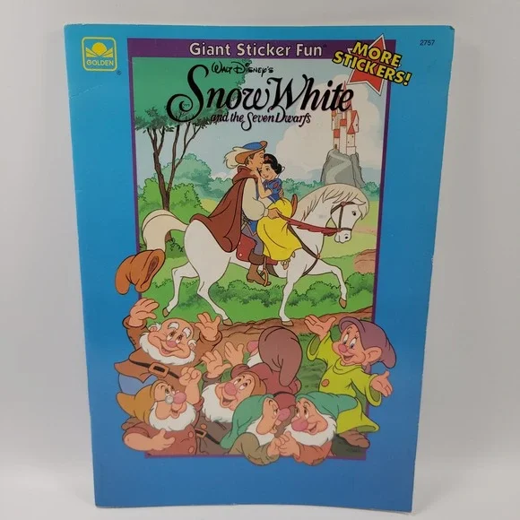 VTG Golden Book Snow White And The Seven Dwarfs Giant Sticker Fun Unused 1993 - Picture 2 of 10